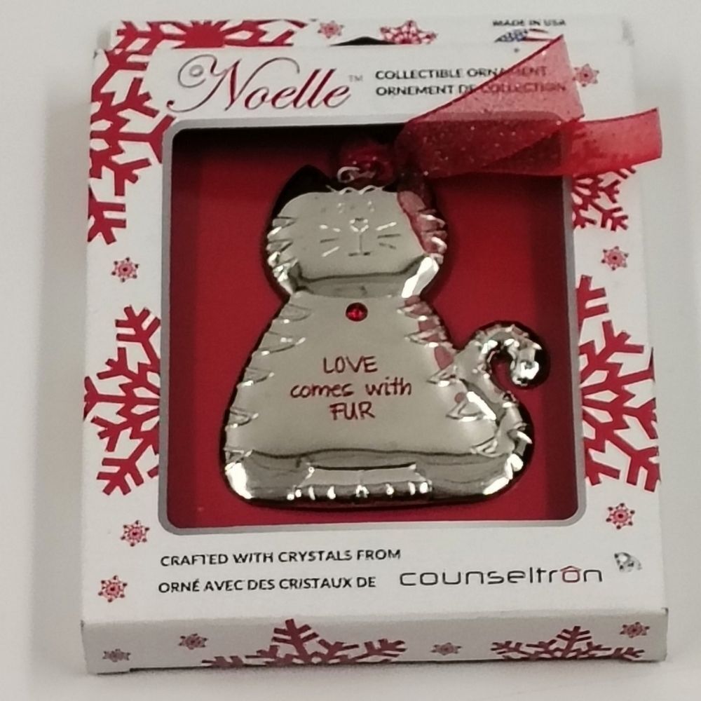 Free w/ Purchase Noelle Kitty Cat Holiday Christmas Ornament w/ Red Ribbon New